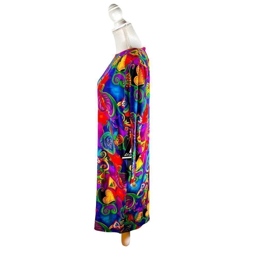 Vintage Pat Argenti Vibrant Psychedelic Vibrant Pure Silk Dress - Picture 3 of 10